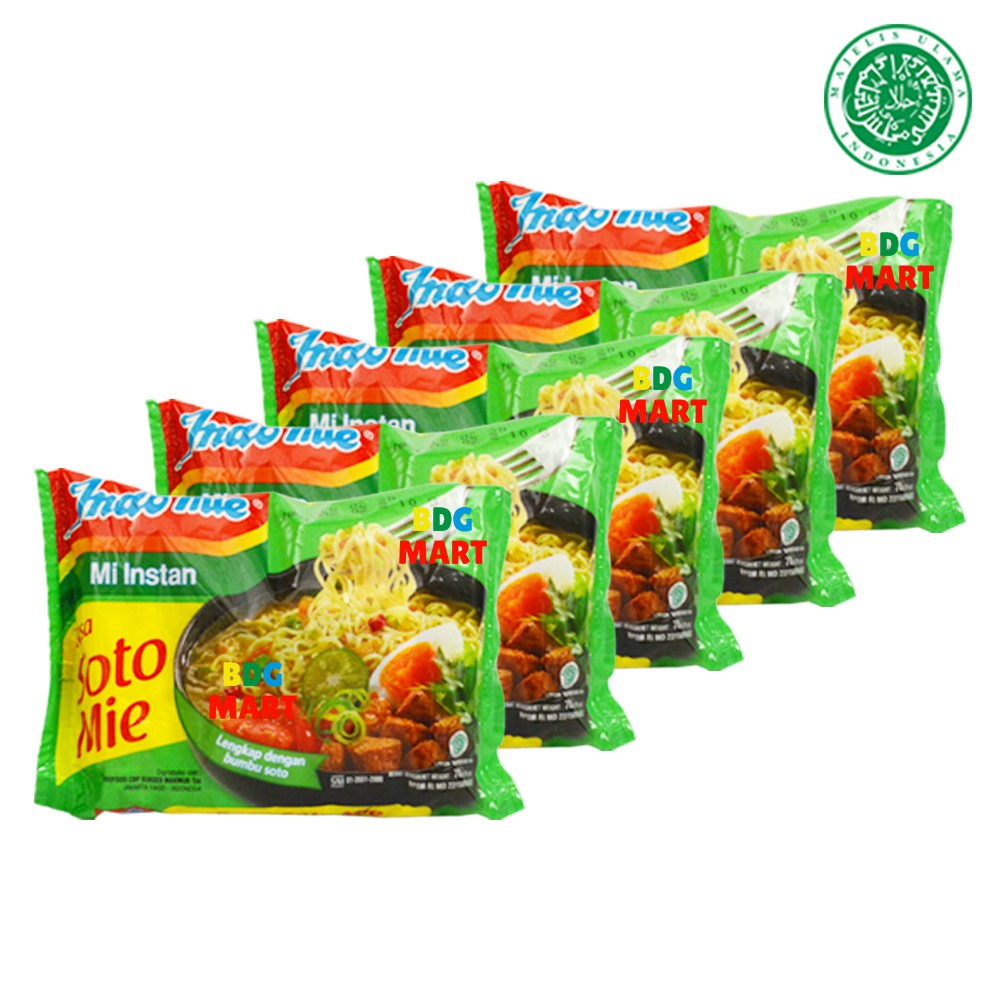 

5PCS Indomie Soto Mie Mie Instan Kuah Lengkap Dengan Bumbu Soto Nikmat Halal MUI - 5pcs x 70gr