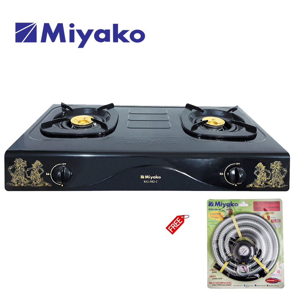 Miyako KG-502C-WYG Kompor Gas 2 Tungku FREE Paket Miyako Selang Gas Meter