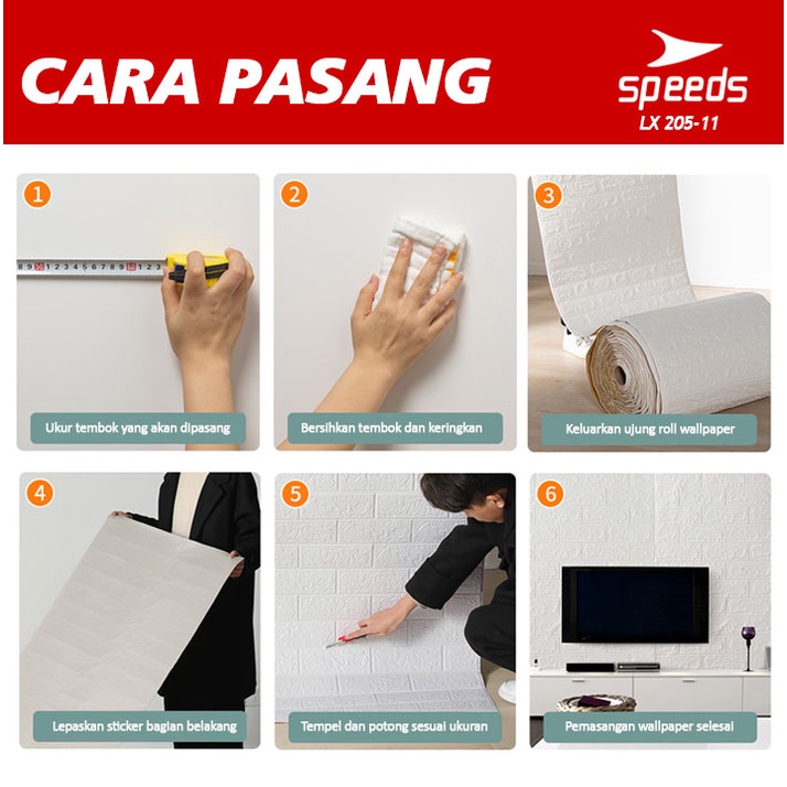 Wallpaper dinding 3D speeds 70x70 5mm Foam Stiker Emboss Wallpaper Dinding Kamar Tidur 205-11-5
