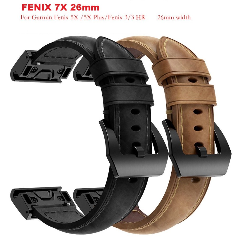 TALI Jam STRAP GARMIN FENIX 7x 3 5x 6x 26mm Genuine Leather QUICKFIT 8