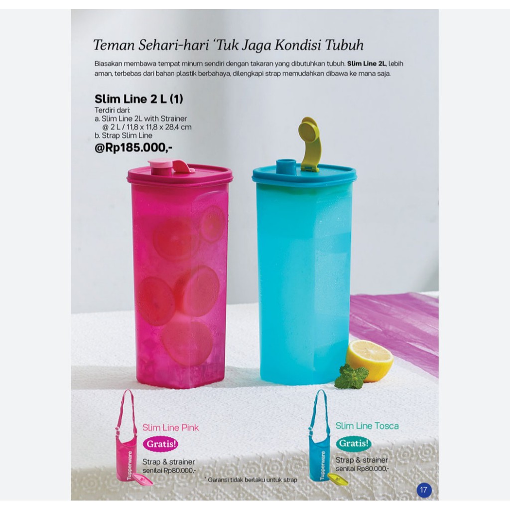 GRATIS TAS Tupperware Slim Line 2L Liter / botol minum