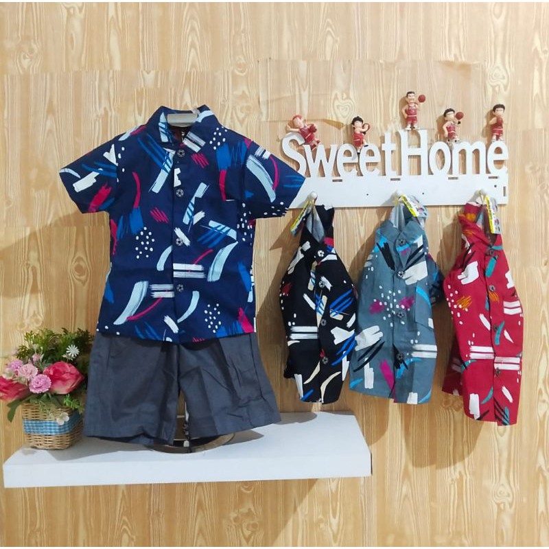 SETELAN KEMEJA ANAK XUN KIDS SIZE 2-4 TAHUN