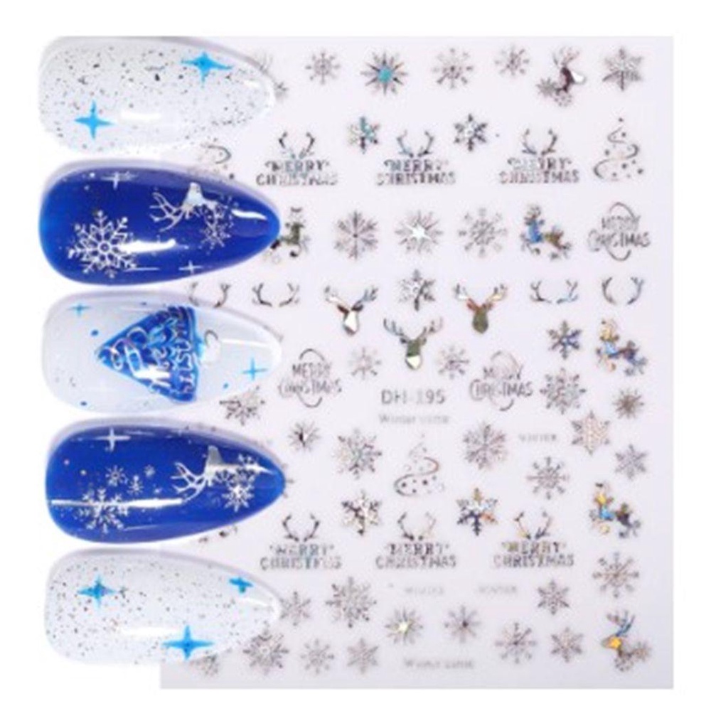 Solighter Stiker Kuku Xmas Hadiah Snowflake Xmas Trees Perekat Manicure