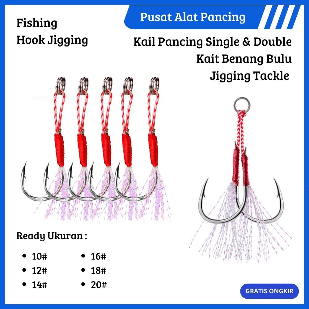 Kail Pancing Fishing Hook Jig Cor Kail Berduri Fishing Hook Double Hook Assist Hook Jigging Hook Single Hook