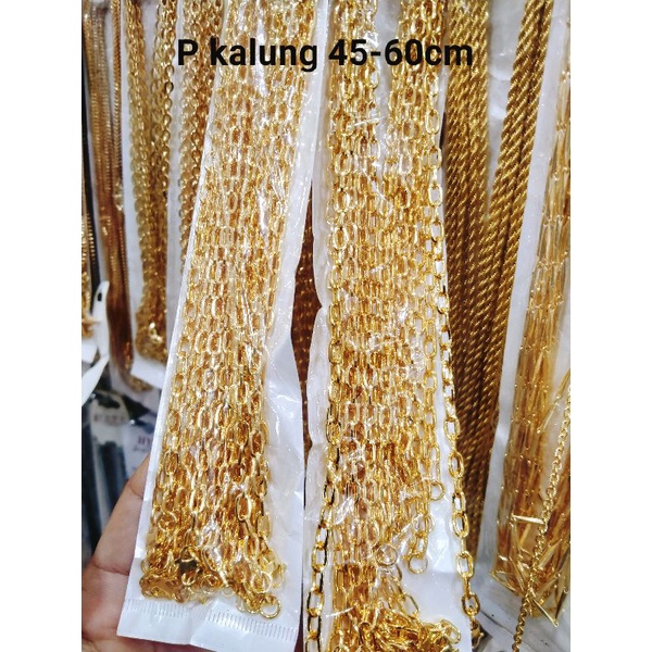 PERHIASAN WANITA DEWASA TITANIUM KALUNG RANTAI JUMBO MOTIF NURI POLOS LAPIS EMAS 24 K TIDAK MUDAH PUDAR NYAMAN DI PAKAI