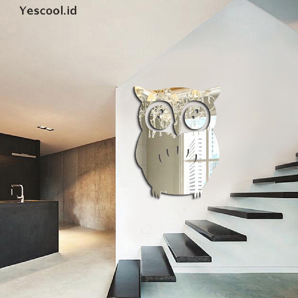 【Yescool】 3d owl art mirror decal vinyl mural wall stickers home decor removable diy .