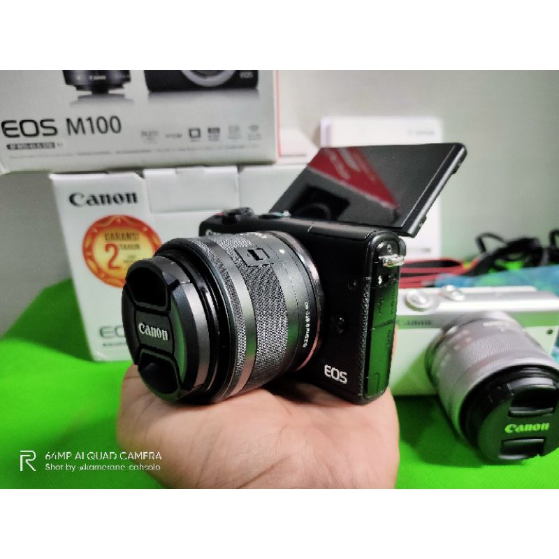 Canon m100 mulus hitam dan silver lengkap box ex garansi