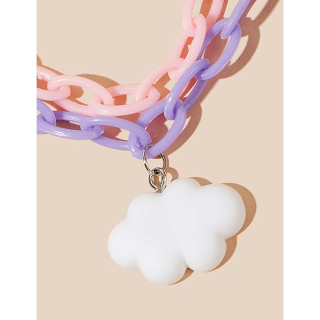 LRC Kalung Fashion Color Mixing Cloud Resin Thick Chain Contrast Color K25129