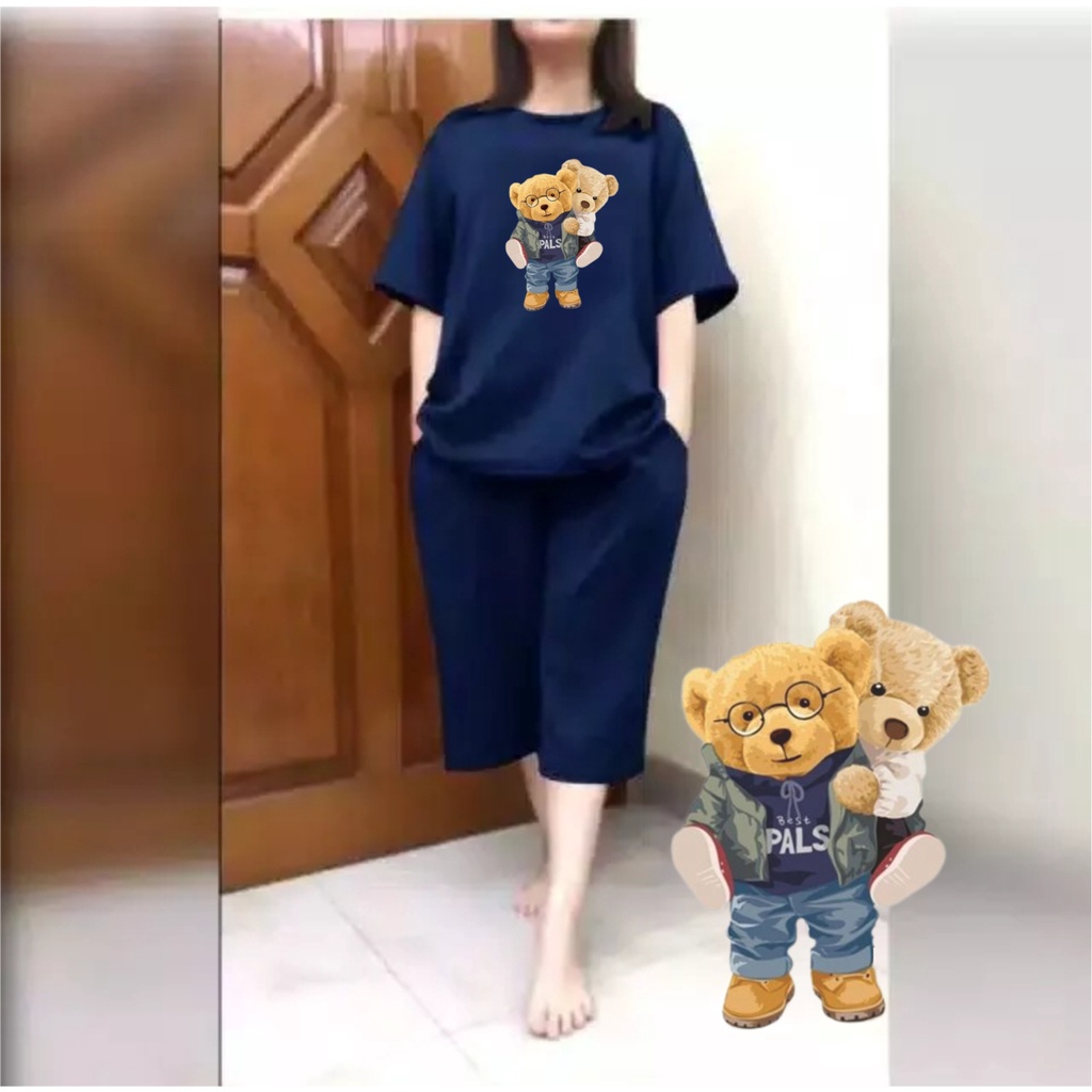 Setelan Wanita JUMBO + Celana Kulot 3/4 Big Size LD 120 Teddy Gendong