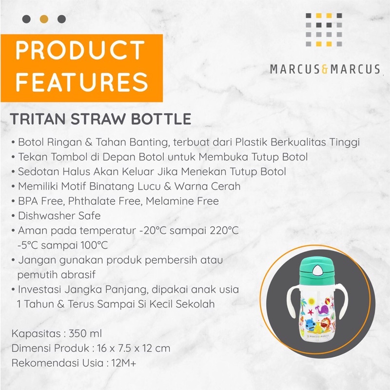 Marcus &amp; Marcus Tritan Straw Bottle