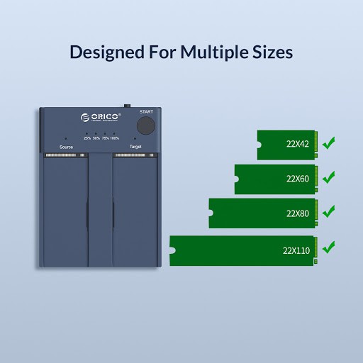 Docking ssd m2 nvme orico 2 bay clone offline Type-C 10Gbps aluminum m2p2-c3-c - Duplicator m.2 m-key 2 slot