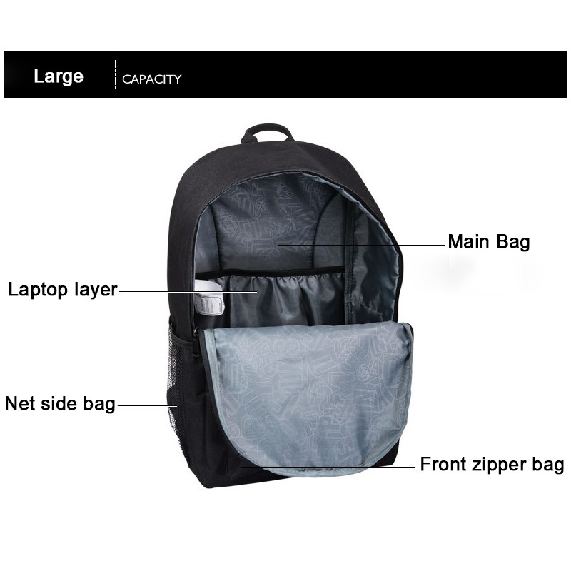 Highland Tas Ransel Luminous Backpack Tas Sekolah USB Tas Laptop Anti Maling Tas Punggung TCR03