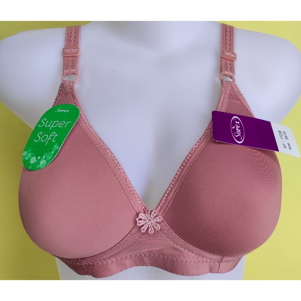 Sorex 17238 - 1 Pcs BH, Bra Wanita, Pakaian Dalam Wanita - Tanpa Kawat, Bahan Berkualitas, 10 Warna Pilih