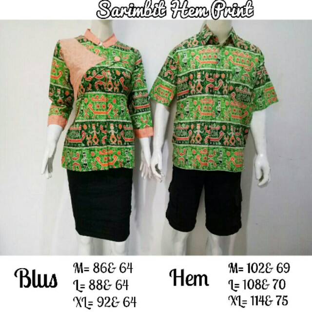 SALE PROMO DISKON Batik couple sarimbit batik blouse songket hijau orange jambi sumatera sumatra