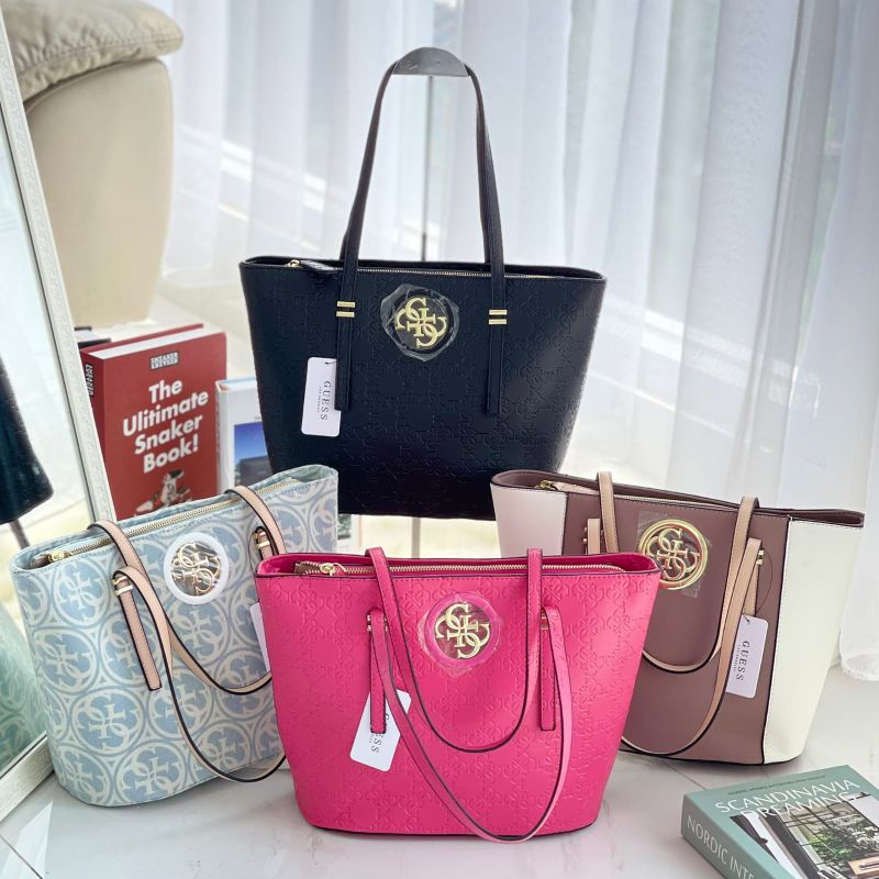 PROMO SALE  Tas Guess Tote bag besar selempang bahu jinjing Pink hitam nude denim