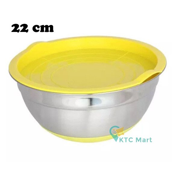 Mixing Bowl 22 cm Warna Anti Slip/ Mangkok Baskom Adonan Stainless