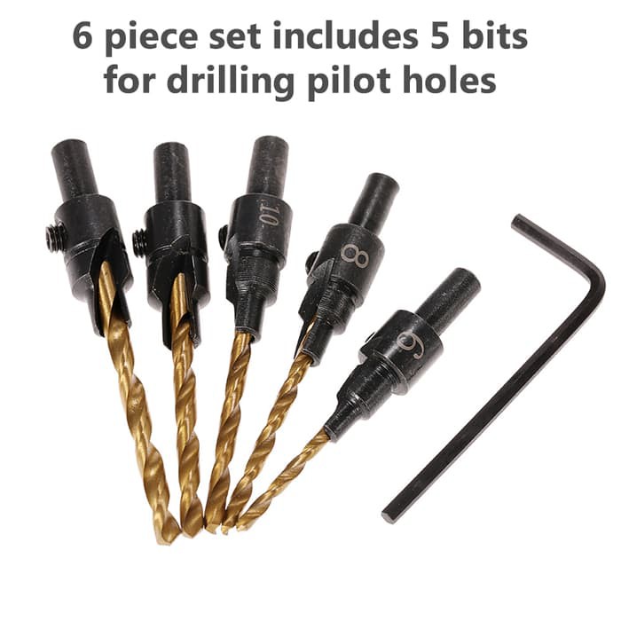 Mata Bor Countersink Taper Pilot Flute Chamfer Drill Set 5pc HSS *MB21