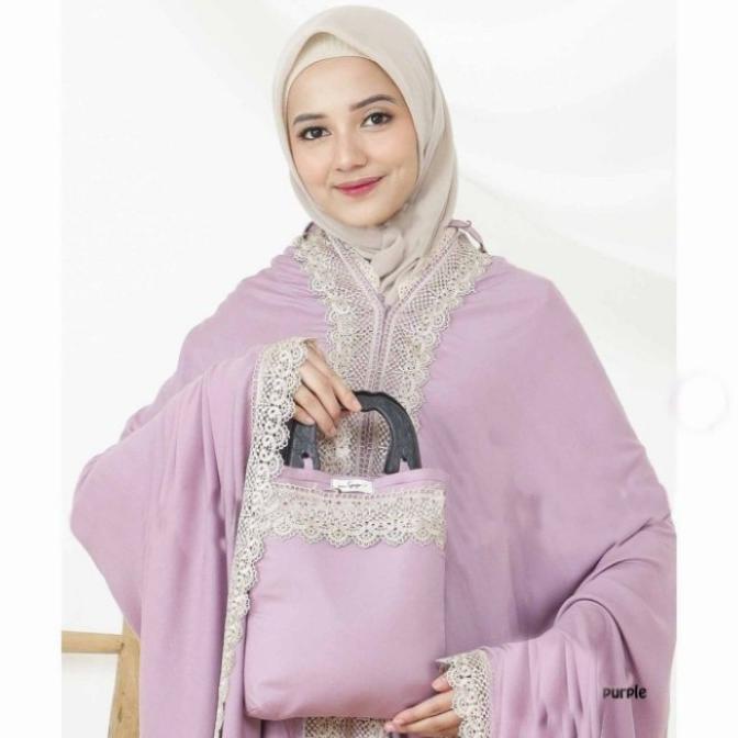 Mukena Dewasa Jumbo 2 In 1 Katun Rayon Mewah Resleting Renda Shescanflyy