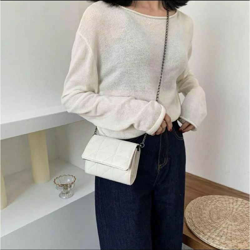 tas selempang wanita import zorah bag-Kotak mini Putih