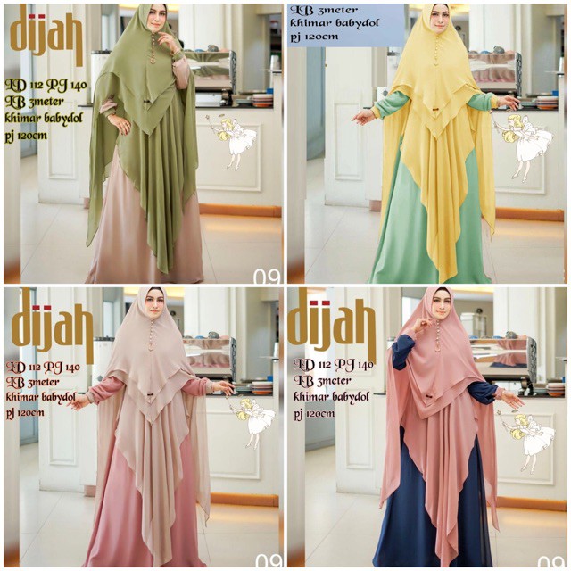 Ruairu SET SYARI JUMBO DIJAH SYARI MOSCREPE LAYER BABYDOLL FREE KHIMAR 4 WARNA Murah
