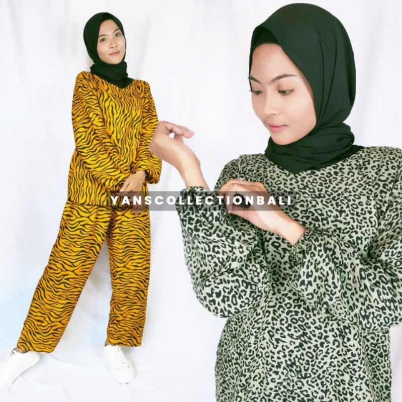 Babydoll BALI Lengan Panjang Macan Hijab