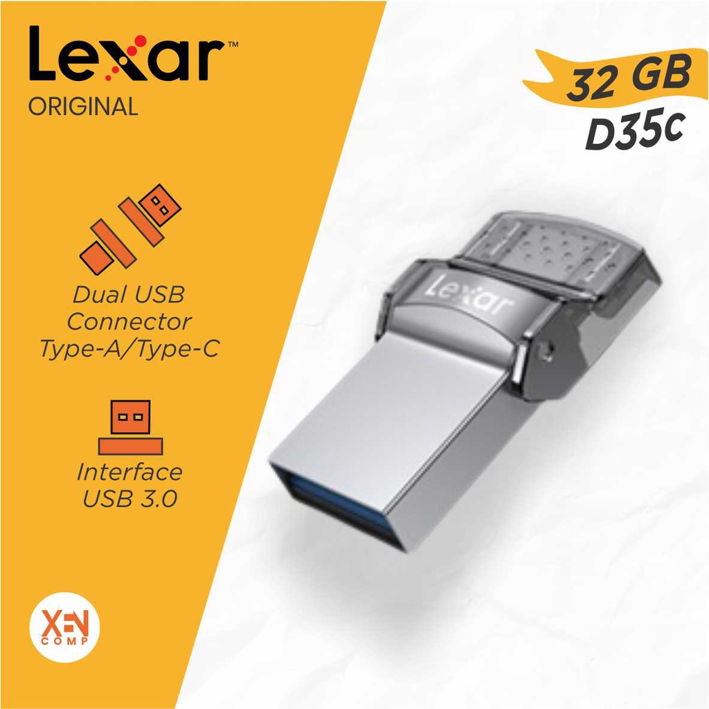 Flashdisk LEXAR JumpDrive® Dual Drive D35c 32GB USB 3.0 OTG Type-C Flash Drive