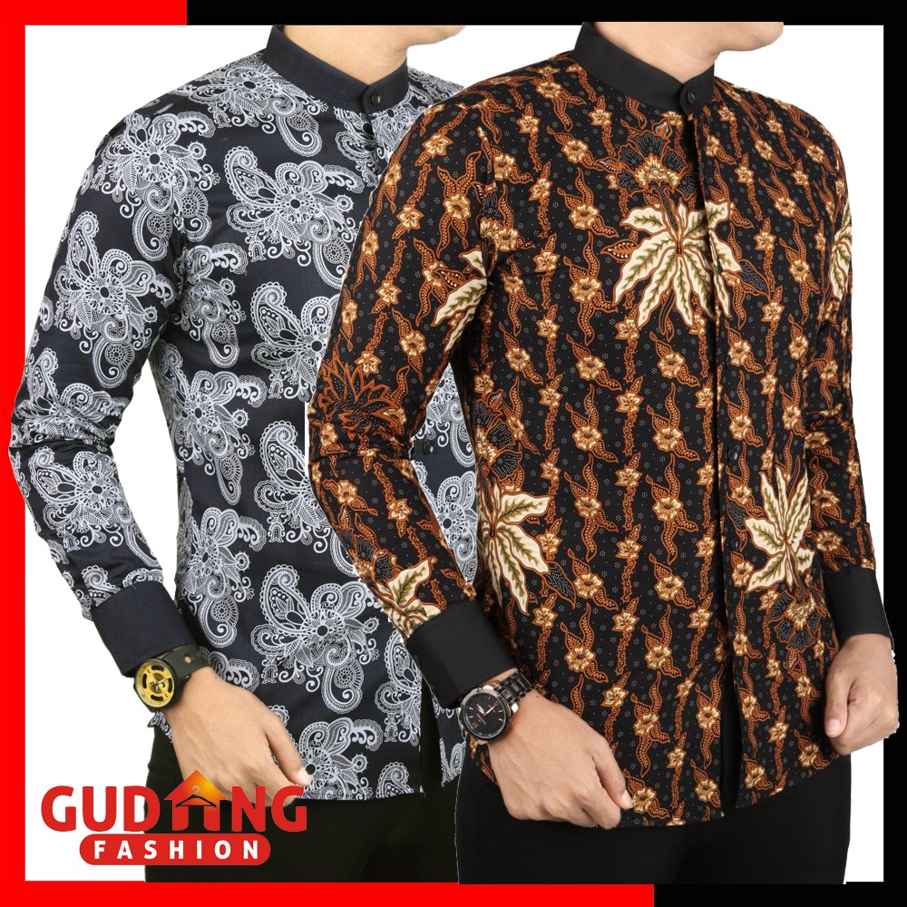  Model  Baju  Batik Pria Kerah Shanghai  Baju  Batik Modern 