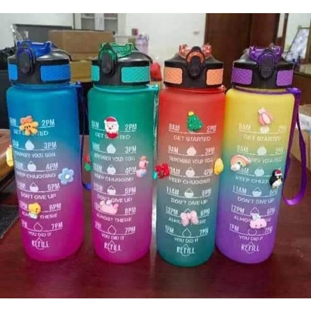 [100% ORIGINAL] BOTOL MINUM MOTIVASI VIRAL TRITAN 1L 1 LITER 1LITER FREE STICKER STIKER