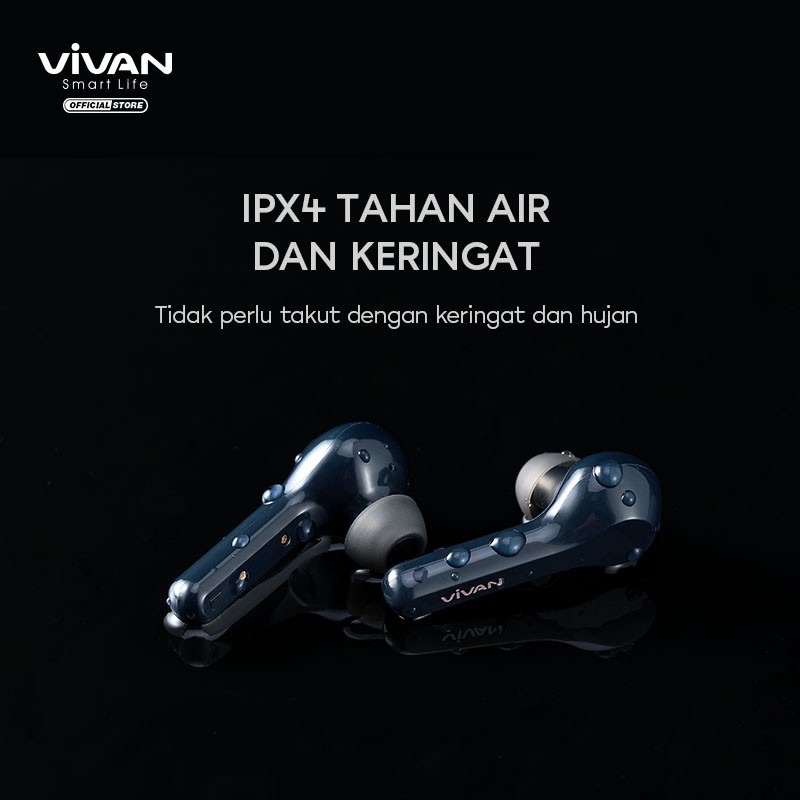 VIVAN T-200 Headset Bluetooth Earbuds Earphone Wireless Waterproof IPX4 Original by Vivan