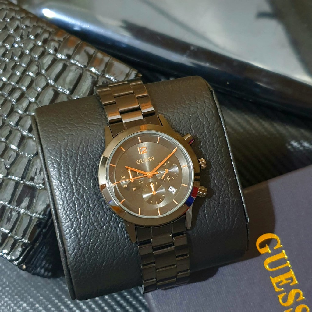 JAM TANGAN WANITA LADIES GUESS CHRONO OFF TANGGAL AKTIF STRAP RANTAI