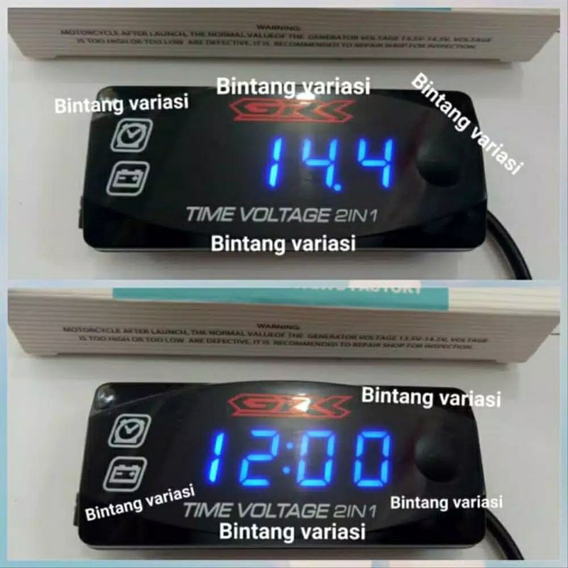 volmeter dan jam digital motor 2in1 waterproof
