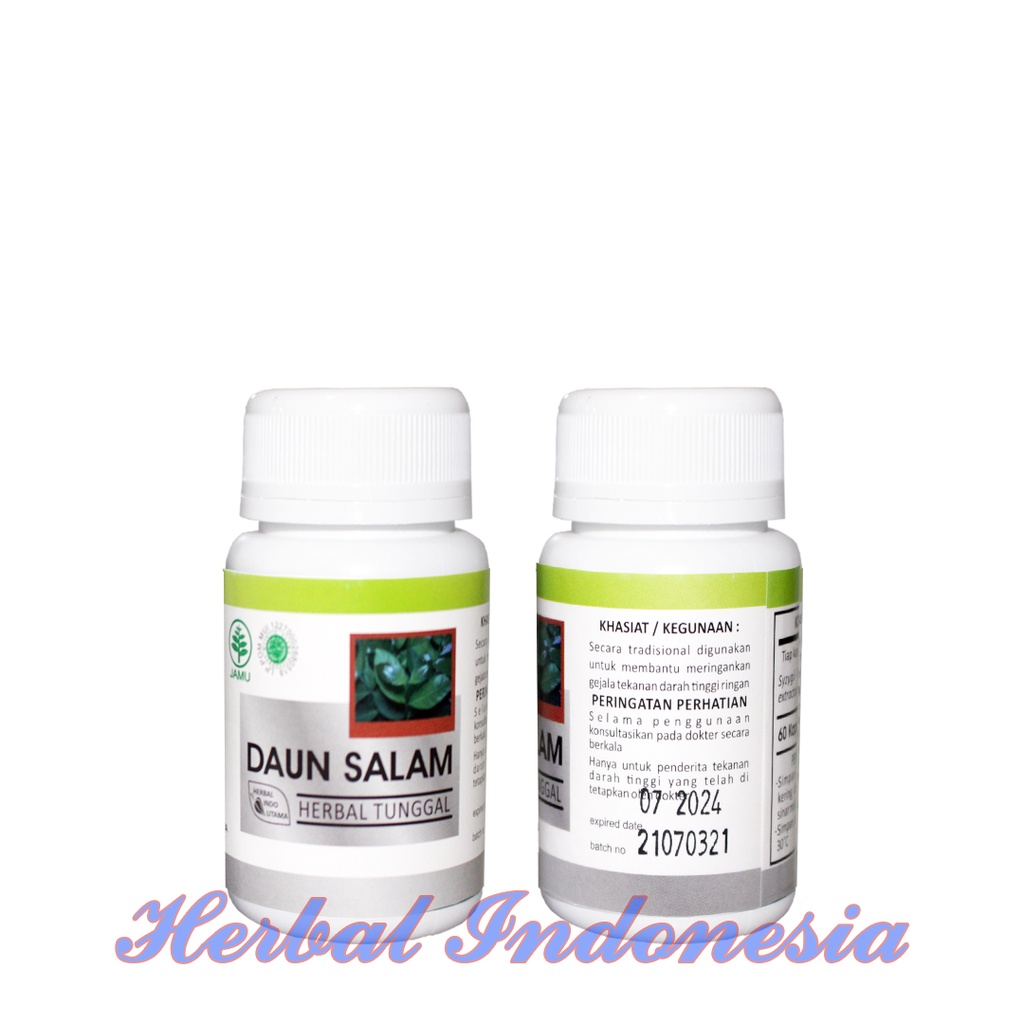 Kapsul Daun Salam HIU Isi 60 - Kapsul Atasi Kolestrol dan Asam Urat - Menormalkan Tekanan Darah Tinggi
