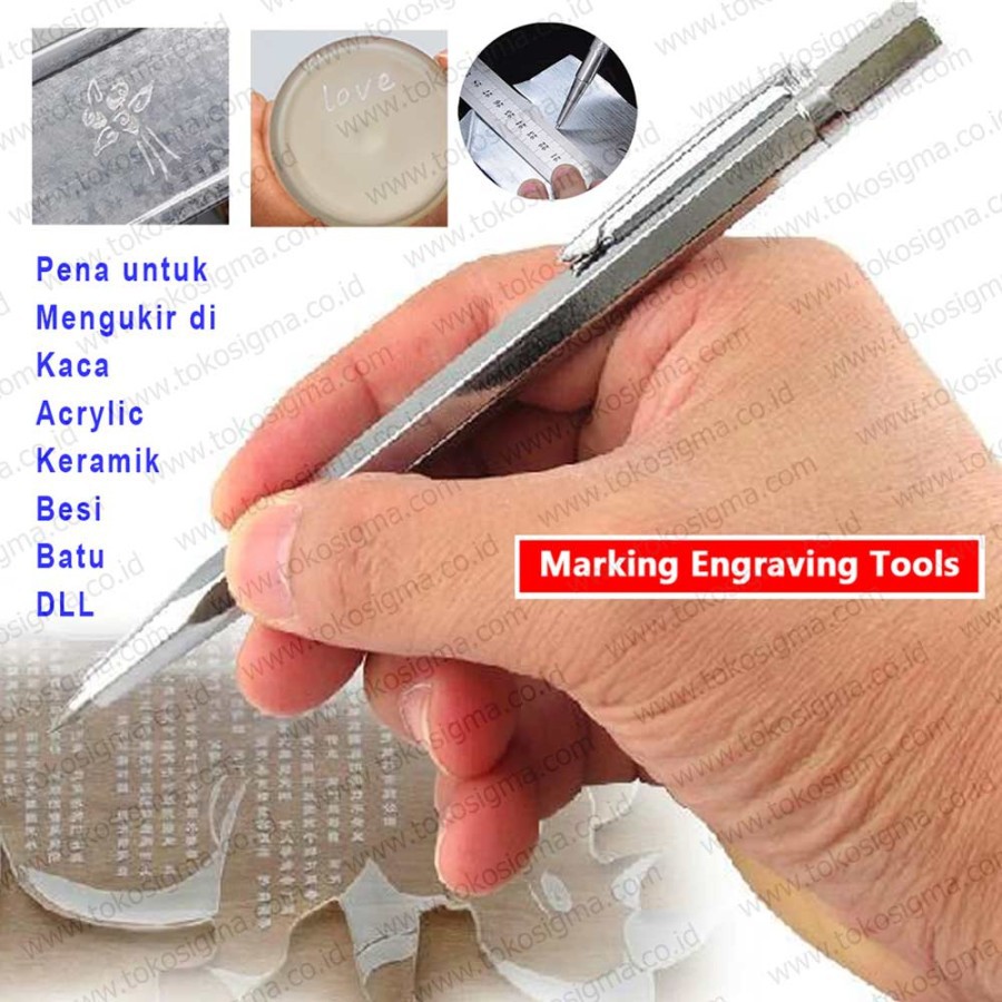 Pena Ukir Besi Solid Steel Engraving Scriber Pen Tungsten Carbide Tip