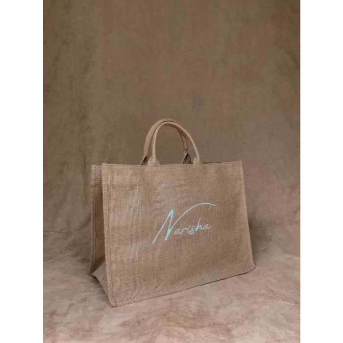 

✨ BISA COD ✨ Souvenir Gift Goodie Bag Hampers Lebaran Tas Karung Goni - Bordir Nama