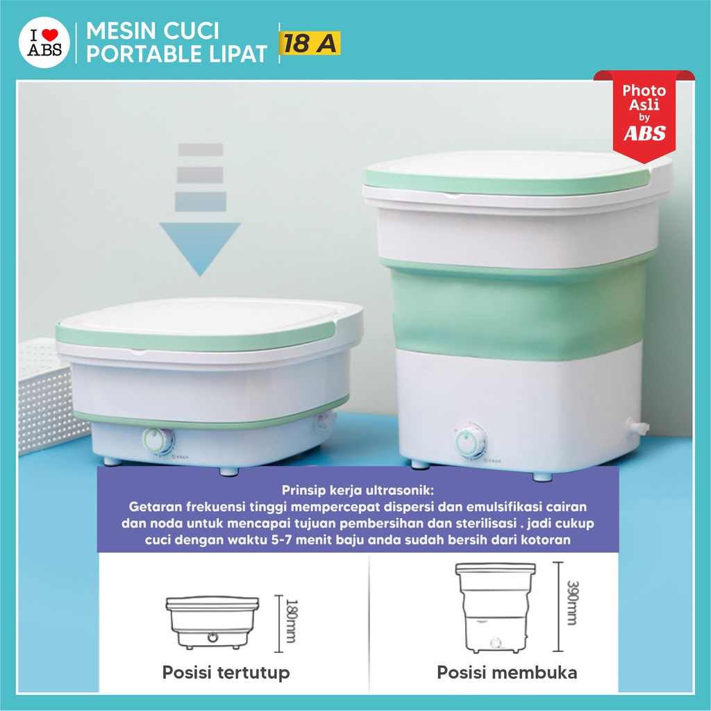 ABS MESIN CUCI PORTABLE MESIN CUCI LIPAT MINI FOLDING WASHING MACHINE  KAPASITAS 2,8kg-2