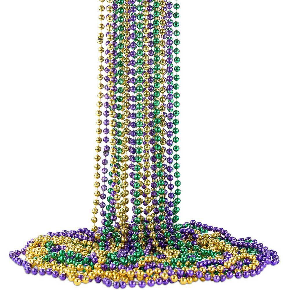 Solighter Mardi Gras Manik-Manik Wanita Bulat Dekorasi Pesta Masquerade Kostum Props Manik-Manik Kalung St Hari Patrick