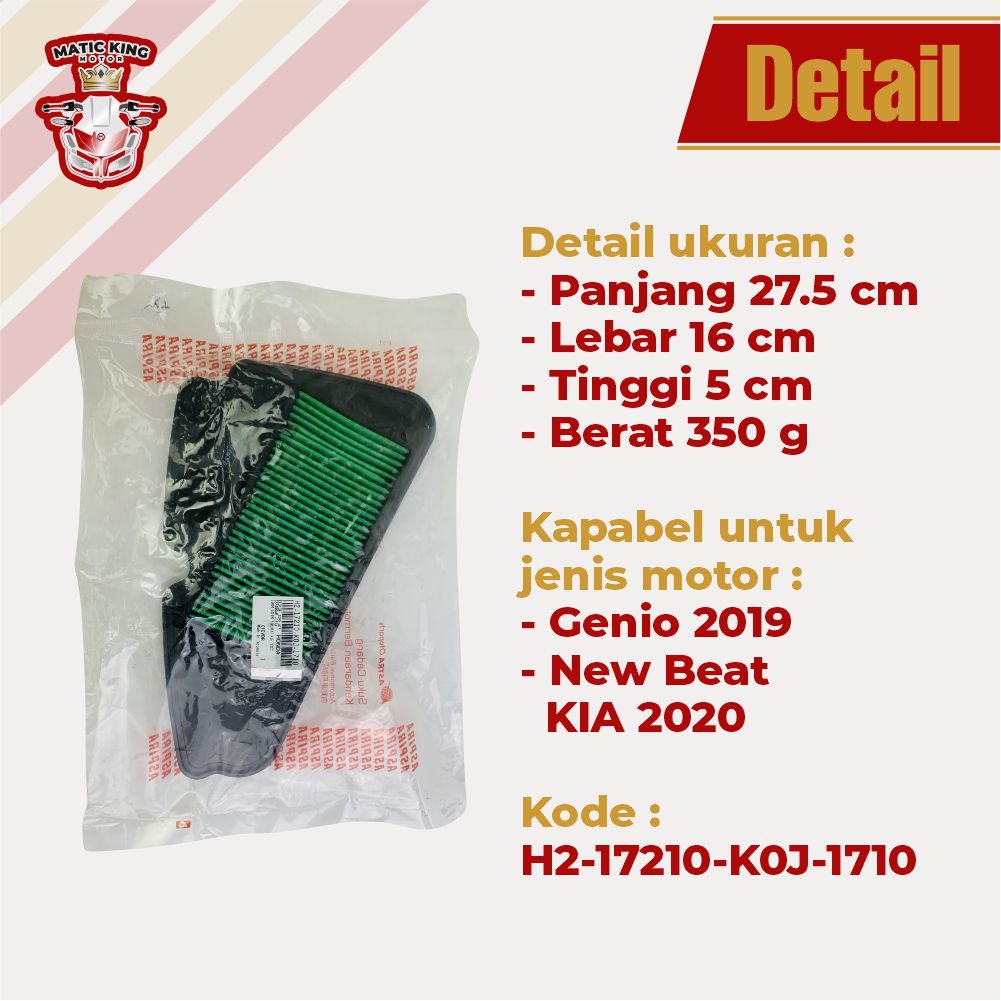 Filter Udara Hawa Honda Beat KIA 2020 Genio 2019 ORI ASLI Aspira Astra Otoparts H2-17210-K0J-1710