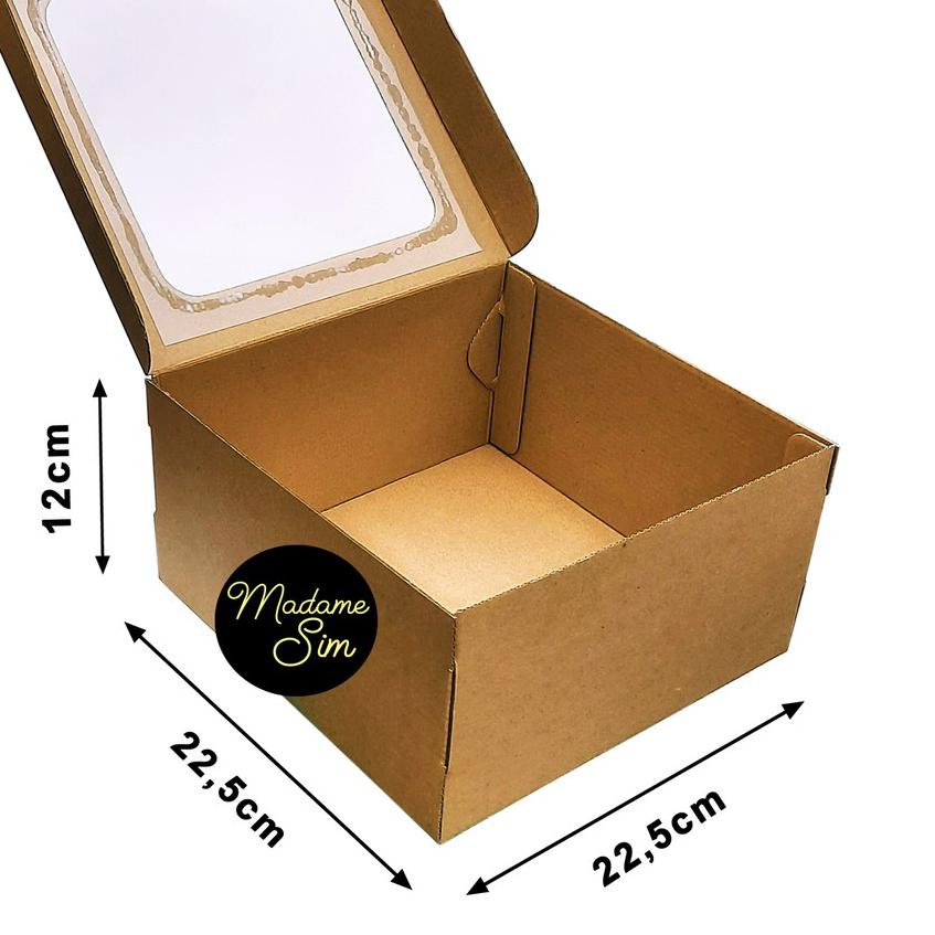 

✬ KOTAK KUE - CAKE BOX 22 x 22 x 12 CM - COKLAT + JENDELA (ISI 10 PCS) ℮