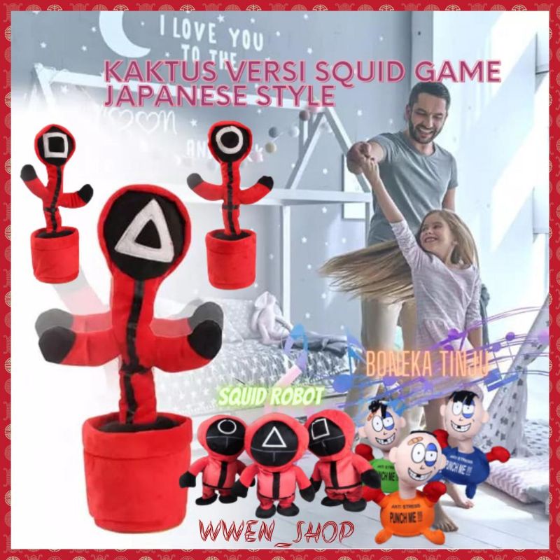 Boneka Squid Game Japan Boneka Tinju / Cactus Toy Boneka Pintar Kaktus Joget Joged Goyang Bisa Ngomong Rekam Bicara Menari Dancing Boneka Tinju