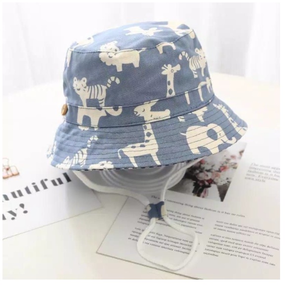 HIGH QUALITY Bucket Hat Safari Animal Star Puppy Hand Crown Oreobear Bear Lion Sit / Paw / Koala Pom Topi pantai bayi 0 - 4 thn Import CBKS VC