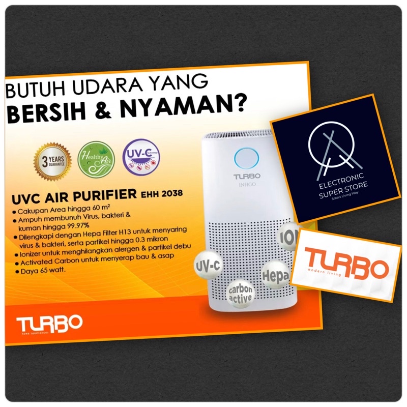 AIR PURIFIER 60m2 TURBO EHH2038 SUPER VIRUS KILLER EXTRA IONIZER UV-C LAMP