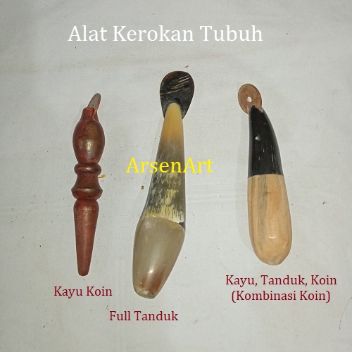 Alat Kerokan Tubuh Alat Kerok Dwi Fungsi Bahan Koin, Tanduk dan Kayu