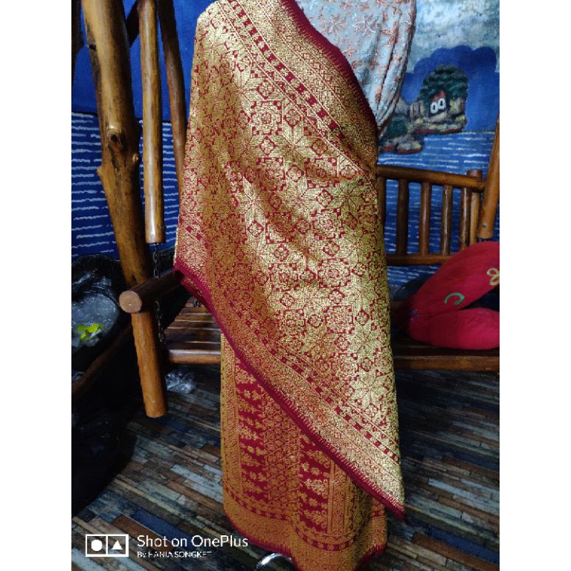 songket lepus bahan gebeng benang permata impor