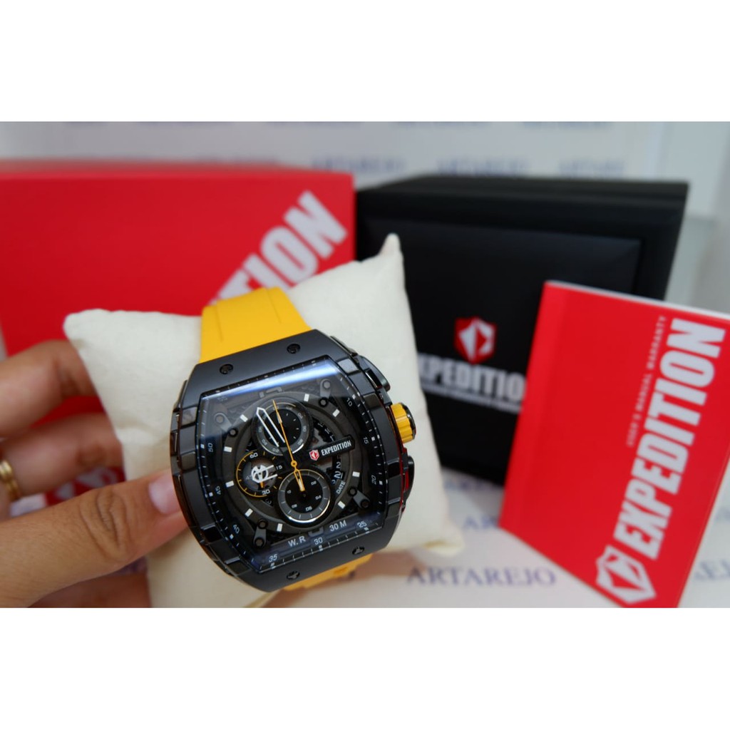 JAM TANGAN PRIA EXPEDITION E6782 KUNING HITAM ORIGINAL