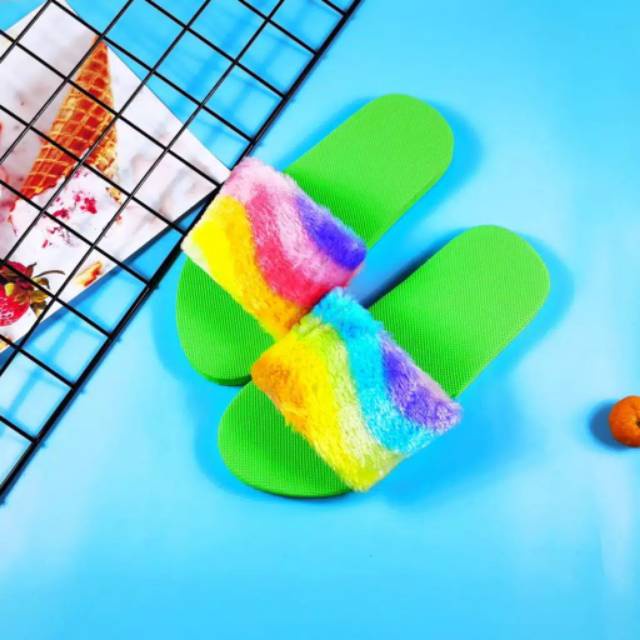 Sandal slip on blu sandal selop