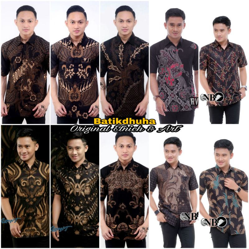 HEM BATIK LENGAN PENDEK WARNA HITAM / BAJU BATIK PRIA WARNA HITAM IRENG