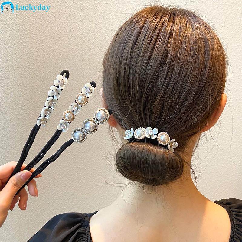 YEEZII Hiasan Kepala Bentuk Kelopak Bunga Aksen Mutiara Gaya Retro Korea Untuk Hadiah