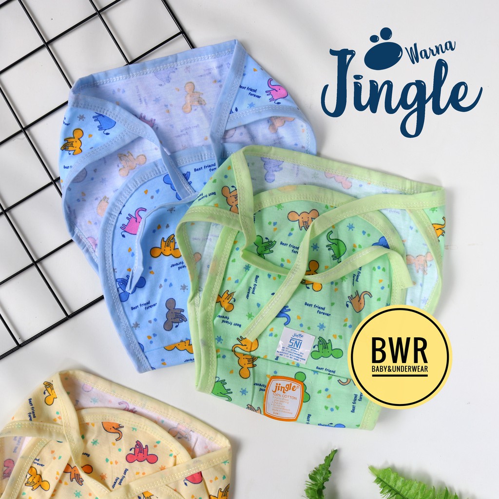 Popok Bayi Kain Tali Ikat | Popok JINGLE WARNA Motif | Popok Bayi Newborn - Bwr