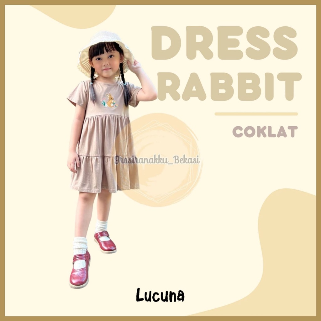 Dress Anak Rabbit Lucuna  Warna Coklat Size 1-5 Thn