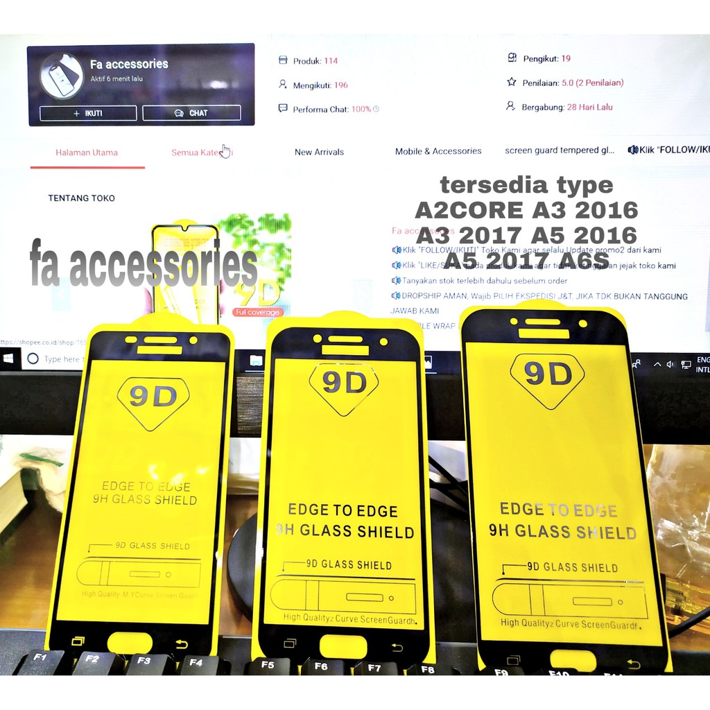 Tempered Glass 5D Full Lem SAMSUNG A2CORE A2 CORE A310 A320 A510 A520 A6S